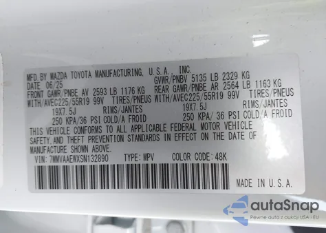 2025 Mazda Cx-50 Hybrid Premium Plus Package из США, поврежденный, VIN 7MMVAAEWXSN132890